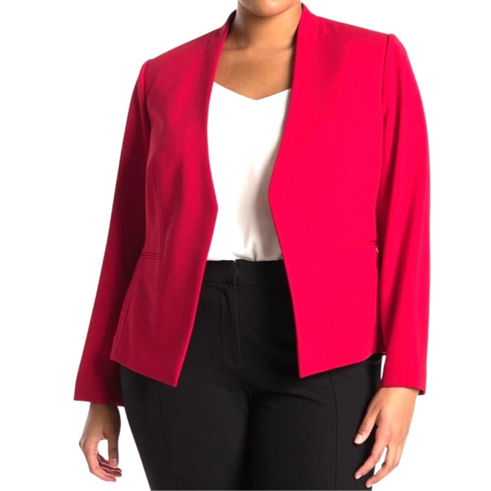 Calvin Klein Collarless Solid Red Blazer NWT 20W … - image 1